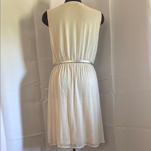 Elegant Flowy Vintage Cream Sleeveless Dress - Picture 6 of 9
